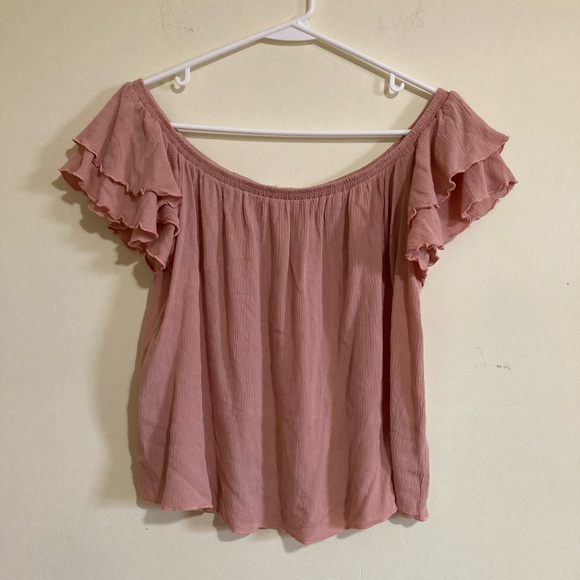 La Hearts Tops - L. A. Hearts Blush Ruffle Off-the-Shoulder Blouse